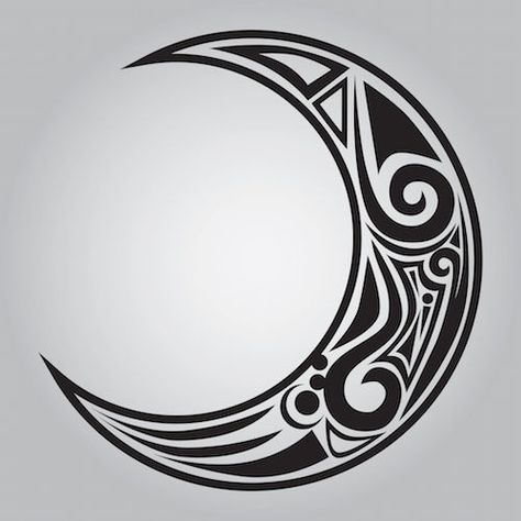 Maori Moon Tattoo, Moon Tattoo Meaning, Moon Pattern Design, Thigh Tats, About Moon, Tattoos Meaning, Crescent Moon Tattoo, Moon Tattoo Designs, Sun Tattoos