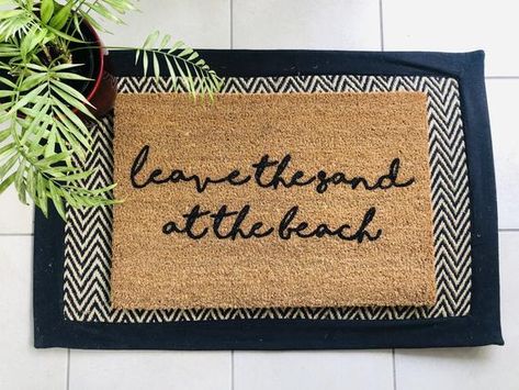 Leave the Sand at the Beach Doormat Housewarming Gift | Etsy Beach Doormat, Sand At The Beach, Cubby House, Front Door Mats, Coir Doormat, Custom Doormat, Personalized Door Mats, Coconut Fiber, Beach Design