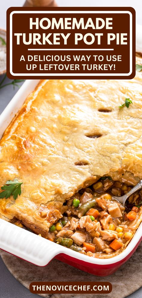 Pot Pie Recipe Easy, Turkey Pot Pie Recipe, Best Chicken Pot Pie, Turkey Pie, Homemade Chicken Pot Pie, Pot Pie Filling, Shredded Turkey, Turkey Pot, Pot Pie Recipe