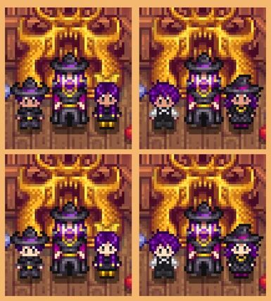 Wizard Toddlers Stardew Valley Wizard Mod, Wizard Stardew Valley Fanart, Wizard Stardew Valley, Stardew Valley Wizard, Stardew Valley Expanded, Stardew Mods, Valley Game, Stardew Valley Fanart, Black Tree