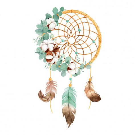 Watercolor boho dream catcher with wild ... | Premium Vector #Freepik #vector #watercolor #floral #leaves #botanical Boho Dream Catcher, Dream Catcher Art, Feuille Eucalyptus, Watercolor Boho, Poster Shop, Deco Stickers, Dream Catcher Boho, Eucalyptus Leaves, Saint Pierre And Miquelon