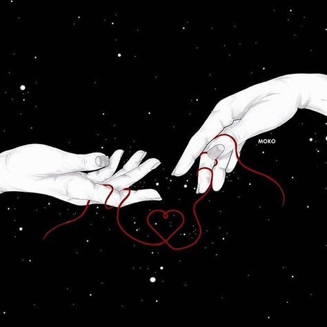 I want my twinflame. The person my red string is tied to; I want to be with him forever. Red Thread Of Fate Aesthetic, The Red String Of Fate, Soulmates Art, An Invisible Thread, String Of Fate, Red String Of Fate, Drawings For Boyfriend, Apps For Teens, Five Love Languages