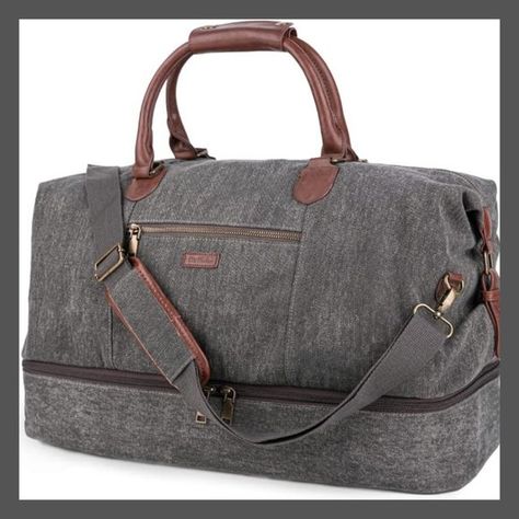 Men & Women's Travel Duffle Bag - Canvas Grey Weekend Bags For Women, Camping Business, Weekend Duffle Bag, Mens Weekend Bag, Weekend Bags, Travel Duffel Bag, Leather Duffel Bag, Weekend Travel Bags, Mens Luggage