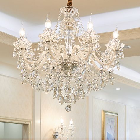 Vintage Crystal Chandelier, Bedroom Lights, Led Crystal Chandelier, Light Ideas, Rectangle Chandelier, Apartment Organization, Crystal Chandeliers, Elegant Pendant, Crystal Candles