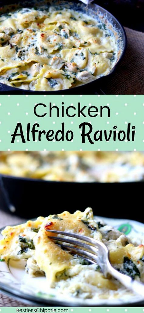 Chicken Alfredo Ravioli, Alfredo Ravioli, Cheese Ravioli Recipe, Spinach And Cheese Ravioli, Alfredo Sauce Recipe Easy, Restless Chipotle, Alfredo Sauce Recipe Homemade, 15 Minute Dinners, Ravioli Recipe