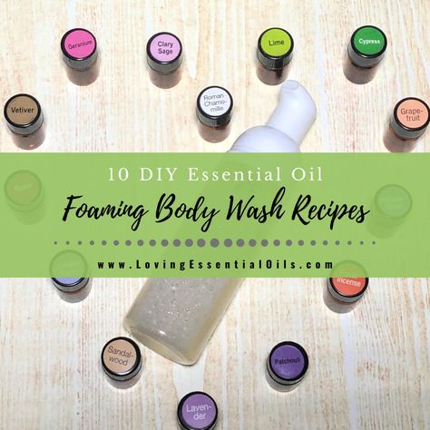 Foaming soaps and body washes are a great way to use essential oils everyday. In this post you will learn how to make a basic essential oil body wash, plus I will share 10 essential oil blends you can use to naturally scent your foaming body wash recipes with. Essential oils have cleansing and refreshing properties tha Daily Essential Oil Routine, Homemade Foaming Soap, Homemade Body Wash Recipe, Body Wash Recipe, Homemade Body Wash, Foaming Body Wash, Homemade Essential Oils, Diy Essential Oil Recipes, Oil Body Wash