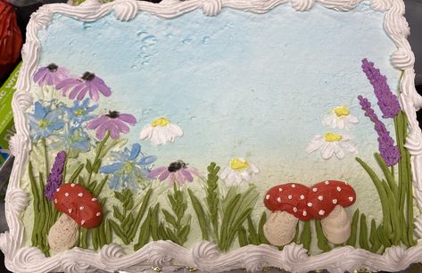 Animal Sheet Cake, Fairy Birthday Sheet Cake, Forest Sheet Cake, Mushroom Sheet Cake, Garden Sheet Cake, Fairy Sheet Cake, First Birthday Sheet Cake, Cute Sheet Cakes, Spring Sheet Cake Ideas