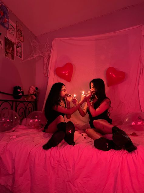 Photo shoot Best Friend Bedroom Photoshoot, Valentines Bedroom Photoshoot, Bestfriend Valentines Photos, Lingerielook Photoshoot Best Friends, Best Friend Valentines Photoshoot, Best Friend Budiour Photoshoot, Bestie Vday Photoshoot, Valentine’s Day Photoshoot Best Friend, Vday Shoot Ideas