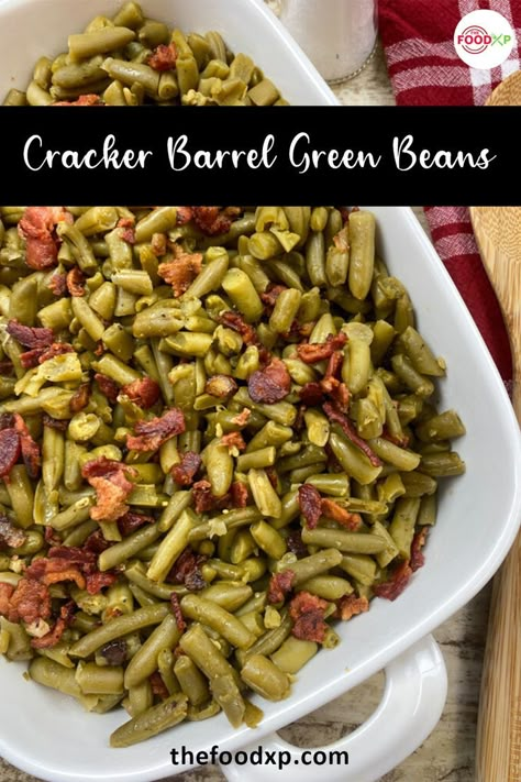 Sweet Green Bean Recipes, Cracker Barrel Green Beans Recipe, Cracker Barrel Green Beans, Spicy Green Bean Recipes, Sweet Green Beans, Beans And Bacon, Canned Green Beans, Sweet Beans, Spicy Green Beans