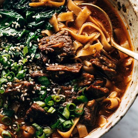 Short Rib Noodles, Short Rib Soup Instant Pot, Beef Short Rib Ramen, Beefstew Instantpot, Short Rib Ramen, Gochujang Butter, Seafood Burger, Marcella Hazan, Marzano Tomatoes