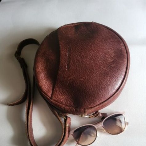 Almost Perfect Circle shaped crossbody Perfect Circle, Poshmark Finds, A Perfect Circle, Almost Perfect, Circle Shape, Crossbody Strap, Portland, Leather Handbags, Crossbody Bag