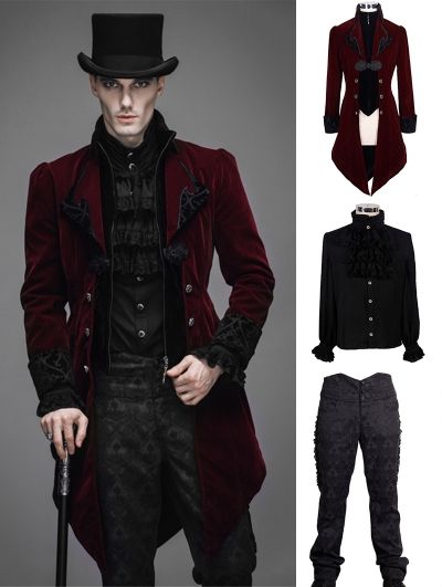 Tail Suit, Gothic Fashion Men, Gothic Suit, Vintage Wedding Suits, Vampire Outfit, Looks Adidas, Vintage Outfits Men, Steampunk Men, Vampire Clothes