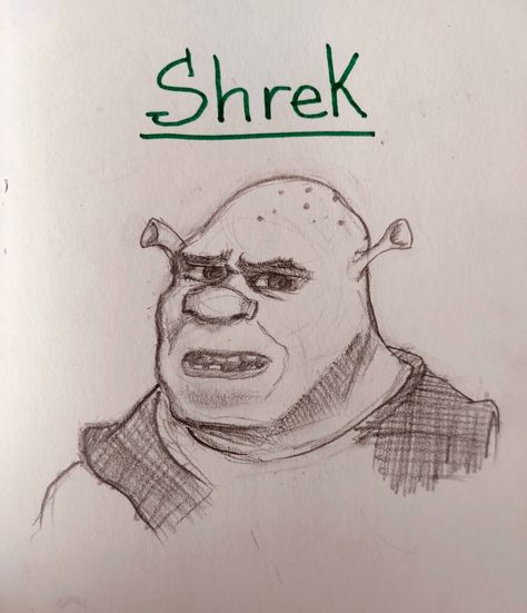 Shrek Doodle, Shrek Sketch, Shrek Art, Shrek Drawing, Shrek Memes, Realistic Pencil Drawings, Shrek, Quick Jokes, Pencil Drawings