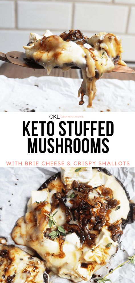 Keto Brie, Mushrooms Portobello, Keto Mushrooms, Stuffed Portobello Mushrooms, Impressive Appetizers, Stuffed Portobello, Keto Sides, Keto Appetizers, Clean Keto