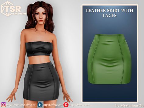 The Sims Resource - Leather skirt with laces Lilac Dress, Sims 4 Clothing, The Sims Resource, Sims Resource, Color Shorts, Linen Top, Featured Artist, The Sims, Sims 4