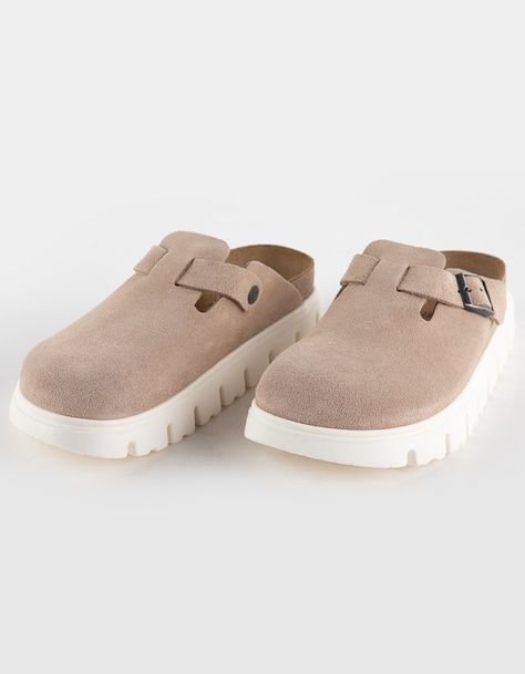 BIRKENSTOCK Papillio Boston Womens Chunky Clogs Birkenstock Platform, Birkenstock Sandals Women, Chunky Platform Sandals, Suede Clogs, Birkenstock Women, Platform Clogs, Boston Clog, Birkenstock Sandals, Birkenstock Boston