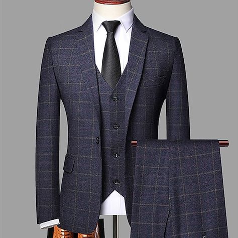 Plaid Wedding Dress, Plaid Suit Men, Formal Suits Men, Plaid Wedding, Wedding Dress Suit, Groom Wedding Dress, Checked Suit, Trendy Jackets, Plaid Suit