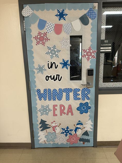 January Theme Classroom Door, January Themed Classroom Doors, Winter Door For Classroom, Classroom Door January, January Door Decorations Classroom Preschool, January Door Decorations Classroom New Years, January Classroom Bulletin Boards, January Door Ideas, Winter Classroom Theme