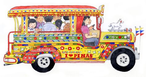 Aurora Boulevard, Quezon City: The History of the Jeepney and Jeepney Art – Lakbay ng Lakan Jeepney Illustration, Jeepney Art, Philippine Jeepney, Antipolo, Filipino Art, Philippine Art, Philippines Culture, Adult Coloring Designs, Art Apps