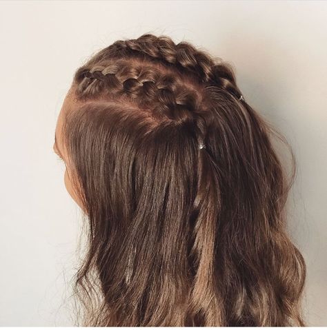 Plaits On Top Of Head, 2 Braids Down The Middle, Small French Braids On Top Of Head, Half Up Half Down Two Braids, Half French Braids, Hair Down Styles, Side French Braids, Plaits Hairstyles, French Braid Hairstyles