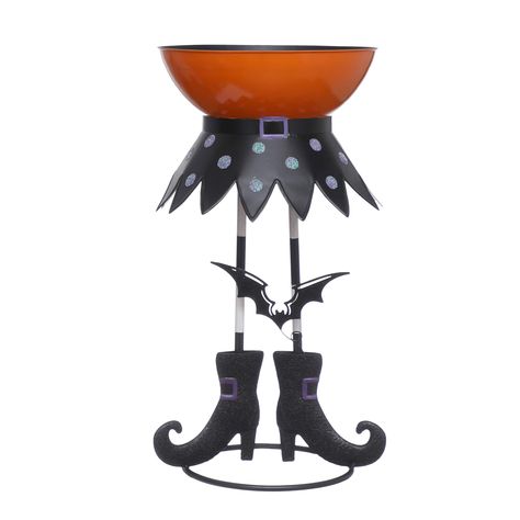 "Buy the 22.5\" Witch Leg Stand Candy Holder by Ashland® at Michaels. Decorate your home with playful and bright décor from the Hocus Pocus collection. Decorate your home with playful and bright décor from the Hocus Pocus collection. Store your packaged Halloween treats and candies in this witch leg stand candle holder on your entryway table or on a countertop for easy access. Details: Black, orange and purple 14.75\" x 1.75\" x 22.5\" (37.47cm x 4.45cm x 57.15cm) Iron For indoor use only Note: Not for direct contact with food. For use with wrapped treats only. Not for use with liquids. | 22.5\" Witch Leg Stand Candy Holder by Ashland® | Michaels®" Packaged Halloween Treats, Magical Decorations, Hocus Pocus Halloween Decor, Witch Legs, Bright Decor, Autumn Ideas, Pumpkin Halloween Decorations, Candy Holder, Cute Candy