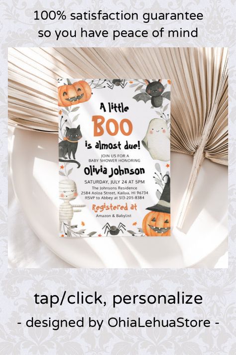 Halloween A Little Boo Baby Shower Invitation  - tap/click to get yours right now!  #a #little #boo #baby #shower, Little Boo Is Almost Due, Unique Baby Shower Themes, Invitation Halloween, Pumpkin Baby, Baby Shower Pumpkin, Halloween Baby, Halloween Invitations, Baby Shower Fall, Baby In Pumpkin