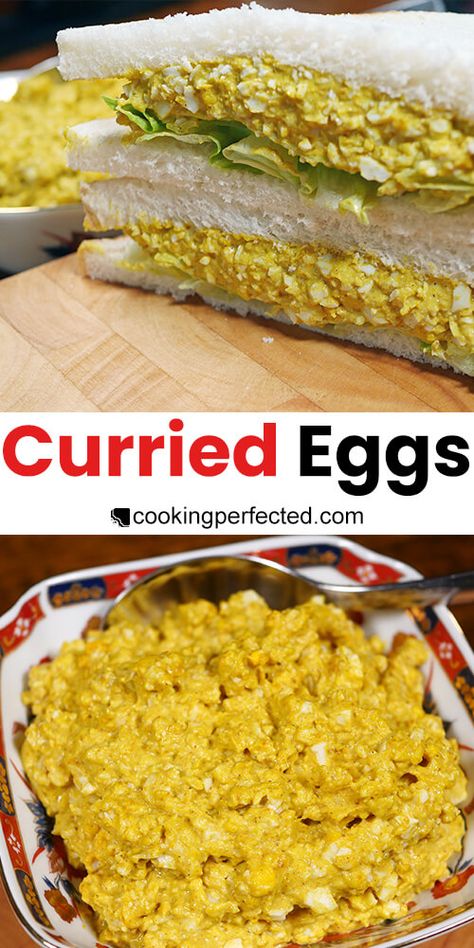 Curried Eggs Recipes, Curry Sandwich, Curried Egg Sandwich, Curry Eggs, Curried Eggs, Eggnog Recipes, Best Curry, Savoury Biscuits, Easy Curry