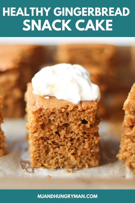 Get into the holiday spirit with this moist gingerbread snack cake! Incredibly easy to make using simple, healthy ingredients. Moist Gingerbread, Pumpkin Gingerbread, Easy Gingerbread, Friends Recipes, Kid Snacks, Ginger Cake, Baby Foods, Cookie Ball, Diet Desserts