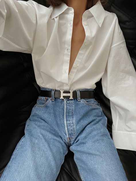 Hermes Belt Women Outfits, Hermes Belt Outfit, Hermes Belt Women, Minimalism Clothes, Belt Outfit, Hermes Belt, Fashion Tops Blouse, Cute Summer Outfits, Classic Outfits