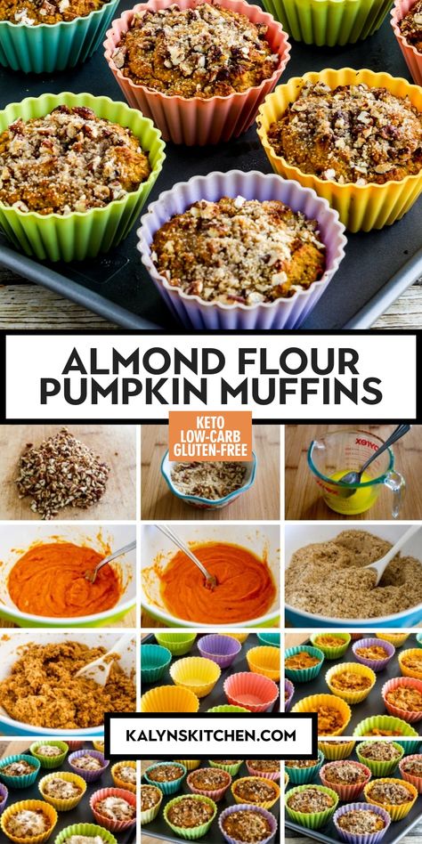 For everyone who wants that pumpkin spice flavor without a lot of carbs, here's an amazing recipe for Almond Flour Pumpkin Muffins! You'll love this pumpkin muffin recipe with only 7 net carbs in one muffin! [found on KalynsKitchen.com] #AlmondFlourPumpkinMuffins #PumpkinMuffins #AlmondFlourMuffins Almond Flour Pumpkin Muffins, Almond Flour Pumpkin, Almond Flour Muffins, Recipes Pumpkin, Pumpkin Muffin Recipes, Pumpkin Recipe, Low Carb Muffins, Pumpkin Treat, Best Gluten Free Recipes