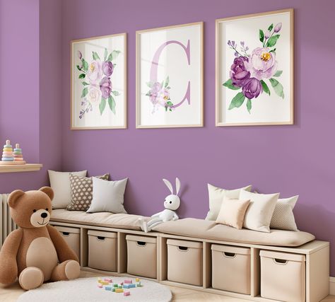 Purple Toddler Girl Room, Girl Nursery Ideas Purple, Blue And Purple Nursery, Lilac Nursery Baby Girl, Lavender Nursery Baby Girl, Purple Nursery Ideas, Purple Baby Girl Nursery, Purple Baby Rooms, Purple Floral Nursery