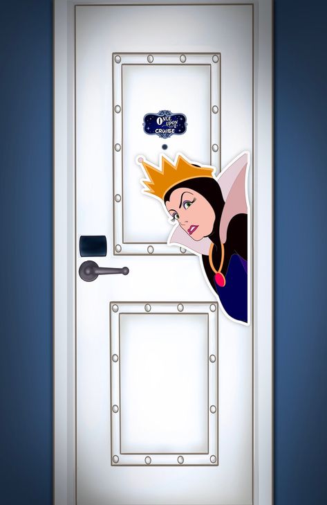 Disney Cruise Stateroom Door Decorations, Disney Halloween Cruise, Disney Cruise Magnets, Snow White Evil Queen, Disney Fantasy, White Doors, Evil Queen, Disney Cruise Line, Disney Halloween