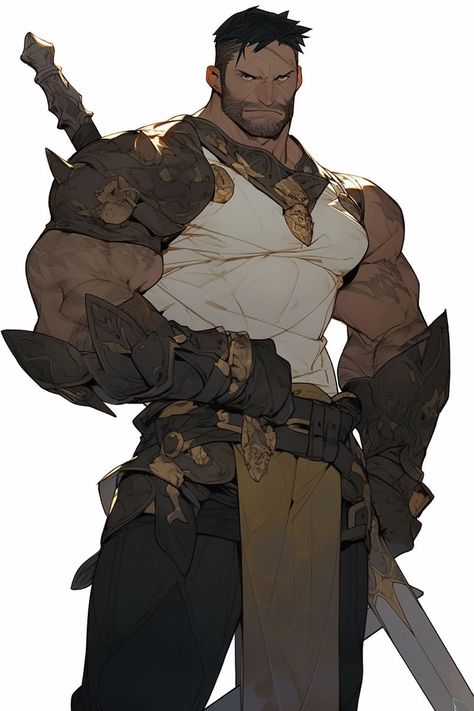 Ares Character Design, Strong Man Reference, Dnd Barbarian Male, Fighter Character Design Male, Warrior Character Design Male, Barbarian Character Design, Barbarian Character Design Male, Character Art Male, Warrior Character