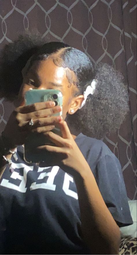 Two Slick Back Puffs Natural Hair, Puffs On Natural Hair, Two Low Puffs Natural Hair, Two Puff Hairstyles, 2 Puffs Natural Hair Hairstyles, Slick Back Puff, Two Puffs Natural Hair Hairstyles, Jade Braids, Two Puffs