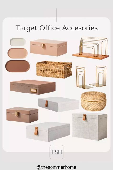 Home office decor and accessories for target inspired home decor style lovers! If you are looking to organize and decorate your home office then you need to check out the best decor to compliment your home office furniture from target. Oval Desk, Target Decor, Target Inspired Home Decor, Target Home, Fabric Storage Boxes, Desk Tray, Target Home Decor, Hearth And Hand, Home Office Chairs