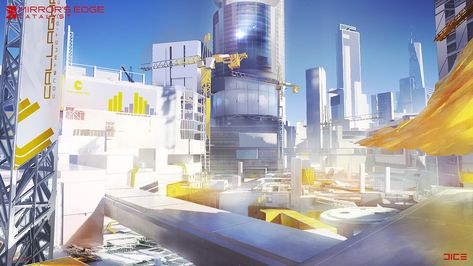 ArtStation - Mirror's Edge: Catalyst - Concept Art, Frej Appel Mirrors Edge Catalyst, Mirror’s Edge, Mirror's Edge, Battlefield 2042, Mirrors Edge, Concept Art Drawing, Futuristic City, Electronic Art, Parkour