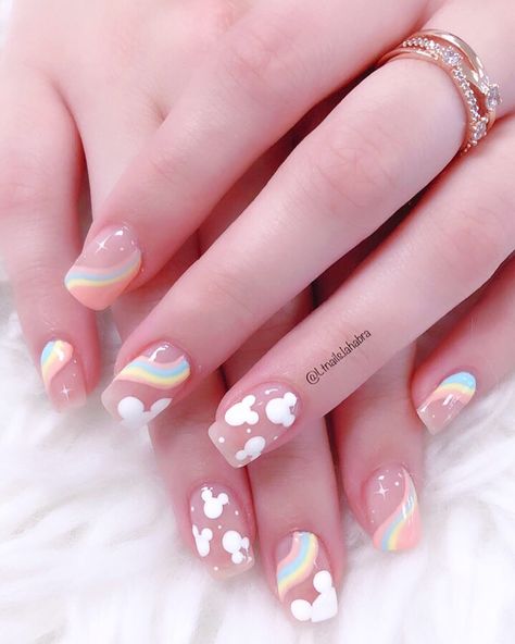 Short Nail Designs Disney, Cute Nails For Kids, Disneyland Nails, Disney Inspired Nails, Disney Acrylic Nails, Minnie Mouse Nails, Kids Nail Designs, Girls Nail Designs