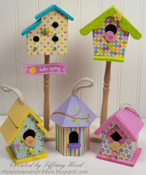 These birdhouses were inspired by the Hello Spring collection , which is full of darling birds, birdhouses, and spring designs. I found th... Bug Design, Birdhouse Ideas, Hand Painted Birdhouses, Birdhouse Craft, Easter Wood Crafts, Doodle Bug, Beautiful Birdhouses, Wood Birdhouses, Birdhouse Designs