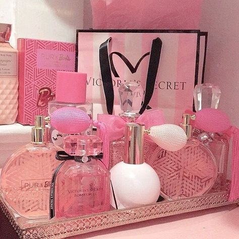 ,,full credits to the original uploader,, Pink Fragrance Aesthetic, Pink Victoria Secret Room Aesthetic, Victoria Secret Perfume Aesthetic, Pink Perfume Aesthetic, Cute Pink Things, Victoria Secret Spray, Profumo Victoria Secret, Koleksi Makeup, Victoria's Secret Perfume