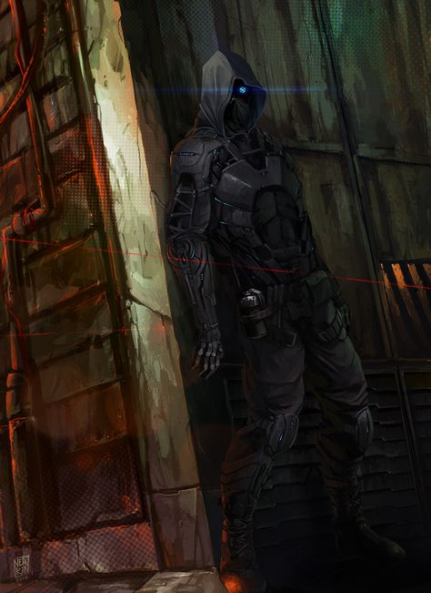 Spy Master by Nerkin Sci Fi Assassin Art, Male Spy Character Design, Sci Fi Spy, Futuristic Spy Concept Art, Unknown Spy Art, Miles Morales Spiderman, Super Powers Art, Futuristic Armour, Sci-fi Armor