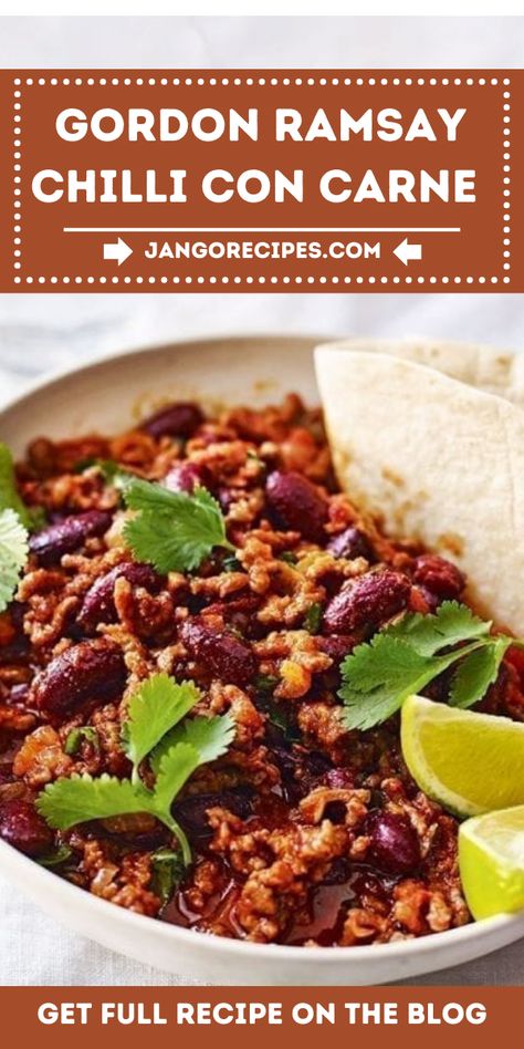 Want a tasty meal that's always a winner? Try Gordon Ramsay Chilli Con Carne Recipe. #GordonRamsayChilliConCarne #Recipe Gordon Ramsay Dishes, Beef Pie Recipe, Gordon Ramsay Recipes, Chef Ramsey, Chilli Con Carne Recipe, Gordon Ramsey Recipes, Carne Recipe, Beef Pie, Con Carne Recipe