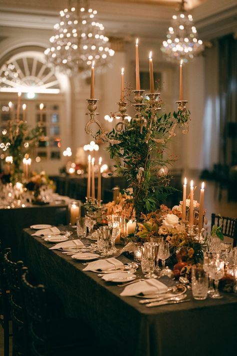 Unique Wedding Centerpieces Elegant, Wedding Aesthetic Green, Carondelet House Wedding, Adare Manor, Unique Wedding Centerpieces, Manor House Wedding, Candlelit Wedding, Jade Wedding, Candelabra Wedding