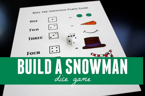 Toddler Approved!: Build a Snowman Dice Game Dice Games For Preschoolers, Snowman Dice Game, Snowman Games, Games For Preschoolers, Preschool Counting, Toddler Teacher, Printable Snowman, Pick Up Sticks, Make A Snowman