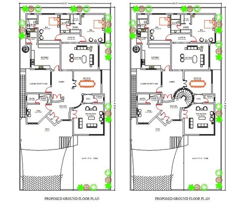 60' X 90' Architecture House Plan DWG File - Cadbull 60x90 House Plan, Small Dining Space, Architecture House Plan, Window Detail, Compact House, Small House Plan, Cad Blocks, Ground Floor Plan, House Floor