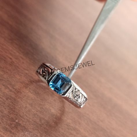 all the details about the product . Material  925 Sterling Silver  . Gemstone   LondonBlue Topaz . Band Colour  Silver . Gemstone Colour .. Blue . Gemstone Cut Grade ... Excellent . Gemstone Shape Square Cut . Gemstone Size .... 8x7MM . Birthstone   December Birthstone . Style  Art Deco . Ring For Men . Thanks For Visit Topaz Wedding Ring, Silver Ring Wedding, March Birthstone Ring, December Birthstone Ring, Mens Gemstone Rings, Silver Men Ring, Stylish Rings, Decor Curtains, Men Ring