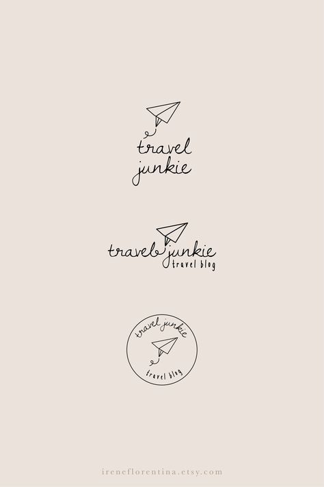 Travel Logo Set Branding Kit Design Premade Traveller | Etsy -  Hand drawn, rustic, organic logo design. Custom branding for this small local business. Minimal typography with nature inspired illustration. Get your logo ideas and inspiration today or let us help you with your brand. Check out our shop what we can do for you: ireneflorentina.e… #logo #design Logo Tourism, Logo Voyage, Rustic Branding, Events Logo, Delivery Logo, Logo Board, Bubble Letter Fonts, Organic Logo Design, Minimal Typography