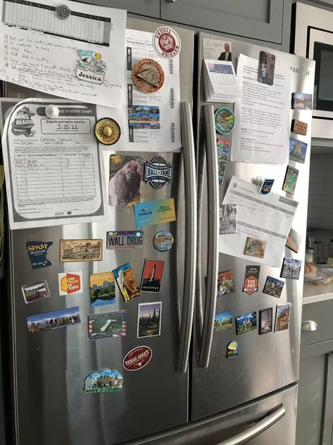 Fridge Magnet Clutter to Heart Flutter | Hometalk Fridge Magnet Organization, Refrigerator Magnets Organization, Ways To Display Magnets, Refrigerator Magnets Decor, Refrigerator Magnets Diy Ideas, Travel Magnets Display Ideas, Magnet Display Ideas, Travel Magnet Display Ideas, Magnet Organization