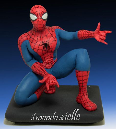 Spiderman - Cake by il mondo di ielle Fondant Characters, Christening Cake Boy, Man Cake, Superhero Cake, Spiderman Party, Spiderman Cake, Spiderman Birthday, Disney Cakes, Fondant Figures