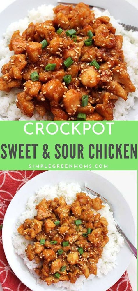 Crockpot Sweet And Sour Chicken, Crockpot Chicken Dinners, Chicken Dinner Recipe, Sweet And Sour Chicken, Sweet Sour Chicken, Sweet N Sour Chicken, Healthy Slow Cooker, Healthy Dinner Recipes Chicken, Healthy Crockpot