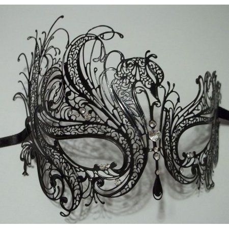 Black Rhinestone Swan Laser Cut Venetian Mask Masquerade Metal Filigree Masquerade Mask Black, Couples Masquerade Masks, Masquerade Ball Masks, Black Masquerade Mask, Masquerade Ball Mask, Venetian Masquerade Masks, Metal Mask, Ball Mask, Venetian Masquerade